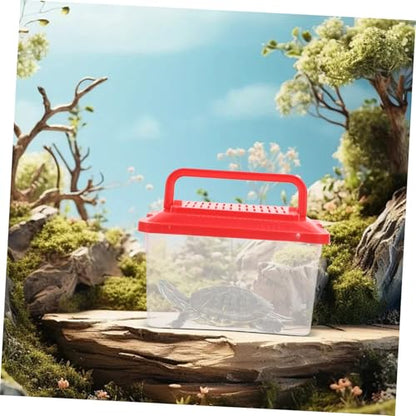 Mipcase Portable Fish Tank Breathable Lid Handheld Turtle Box for Transporting Pets Includes Leakproof Design for Safe Aquatic and Reptile Habitats