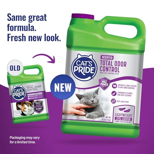 Cat's Pride Total Odor Control, Max Power, Clumping Litter Scented 15lb - size: 15 Pound, style: Total Odor Control Scented