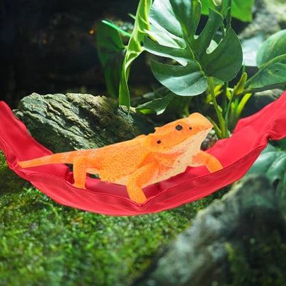 Bearded Dragon Hammock, Lizard Hammock with Suction Cups Hooks, Bearded Dragon Tank Accessories, Reptile Lounger for Geckos, Red, 1 Set - color: Red
