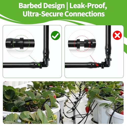 RedChili Drip Irrigation Universal 1/4" Barbed Elbow Fitting, 80 Pieces Drip System Parts 90 Degree Right Angle Connectors Fits 1/4-Inch Drip Tubing Irrigation For Drip Line Connection - size: 1/4" Elbow-80P