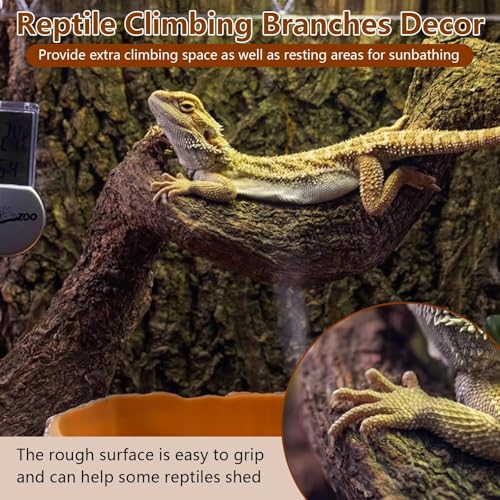 BNOSDM 2Pcs Reptile Climbing Branches Decor,2.5-3.25" Think Snake Climbing Branch,Gecko Climb Wood,Lizard Bold Forest Branch,Tank Habitat Tree Trunk Decorations for Bearded Dragons,Chameleons,Frogs - size: 2PCS|XL:2.50-3.25"D,13"L