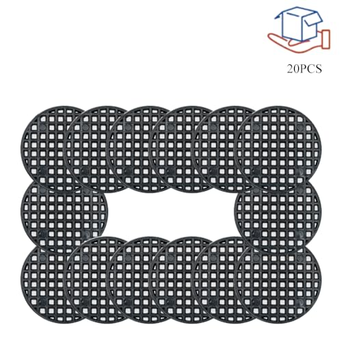 HAHIYO 20PCs 2.6Inch/6.5cm Black Round PP Plastic Flower Pot Hole Mesh Pad Bottom Grid Mat Bonsai Drainage mesh Hole Screens Gasket Prevent Soil Loss Breathable Gasket Drainage Netting for Bonsai - size: Round-2.6In-20P