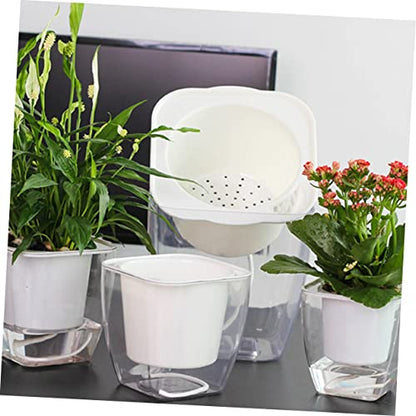 LIOOBO Flower Pot Self-Watering Planter Large Indoor Plant Pot Plastic Easy Care Decorative for Office Home
