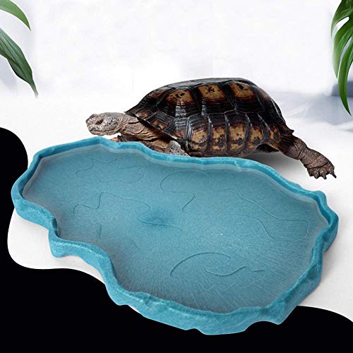OMEM Luminous Reptile Food Bowl,Large Water Dish,Terrarium Bowls, Tortoise Bowl (Sky Blue) - color: Sky blue