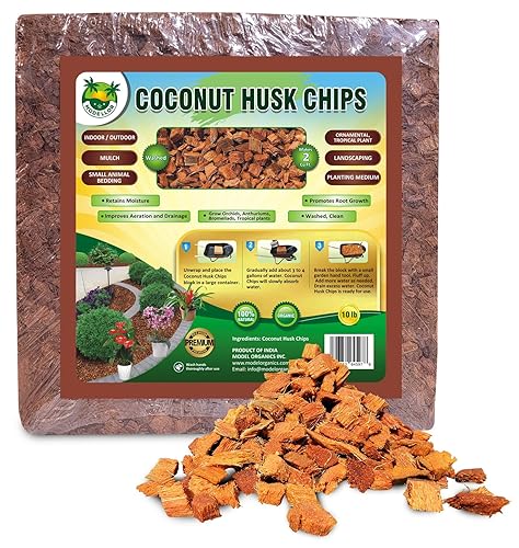 Premium Super Washed, Clean, Coco Chips [10 lb], Yields 2 cu ft. of Loose Chips. Plant Substrate, Organic, Reptile Bedding, Odor Absorbing, Grow Orchids, Mulch Indoor, Outdoor.