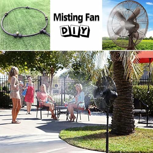 Landgarden Outdoor Misting Cooling System,Misting Line,Brass Mist Nozzles for Patio Garden Greenhouse - color: SHINY BLACK