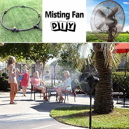 Landgarden Outdoor Misting Cooling System,Misting Line,Brass Mist Nozzles for Patio Garden Greenhouse - color: SHINY BLACK