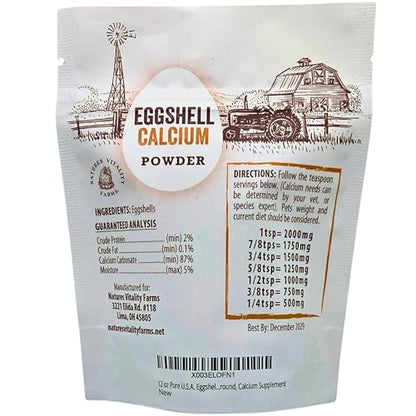 12 oz Pure U.S.A. Eggshell Powder for Dogs/Cats, Finely Ground, Calcium Supplement