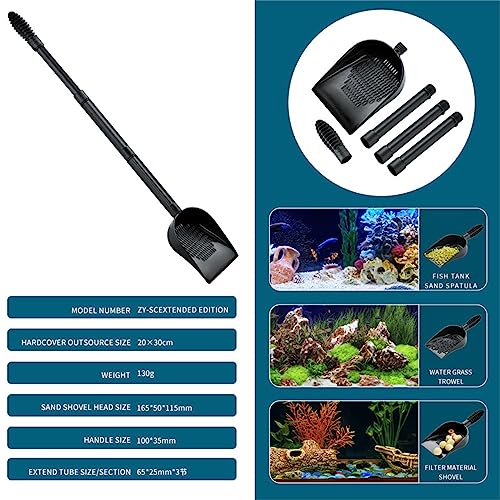 Aquariums Sand Shovel Fish Tanks Tool with Ergonomic Handle Aquariums Scooper Sifter Cleaner PVC B#