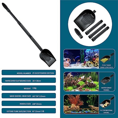 Aquariums Sand Shovel Fish Tanks Tool with Ergonomic Handle Aquariums Scooper Sifter Cleaner PVC B#