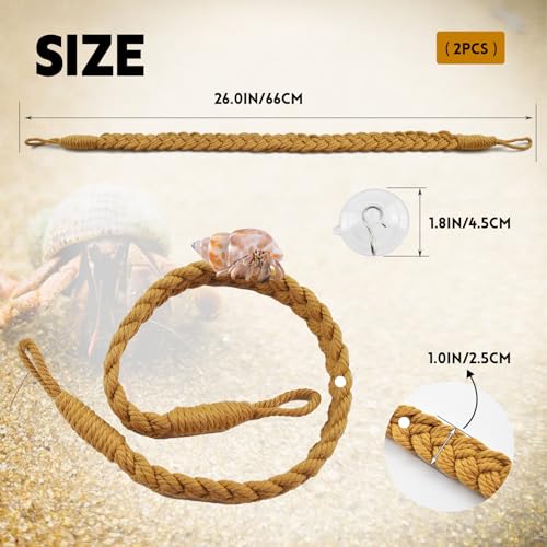 kathson 2 PCS 26 Inches Hermit Crab Climbing Toys,Reptile Vines Toy Hermit Crab Rope Ladder Bendable Hermit Crab Supplies Tank Terrarium Accessories for Hermit Crabs Lizards Leopard Geckos - color: 【Color：Khaki】