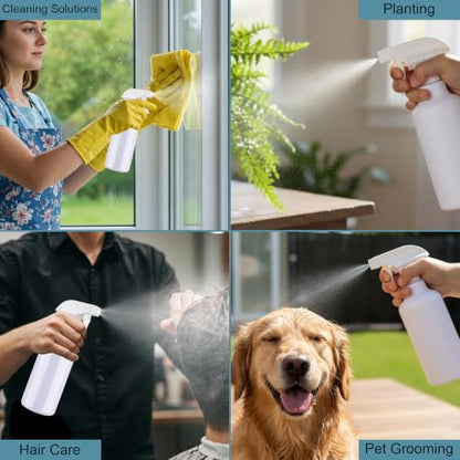 12oz/350ml Plastic Spray Bottles 1 Pack, Adjustable Mist/Stream | Refillable heavy duty spray containers for plants, cooking, hair care and household cleaning - color: 16.9oz-White
