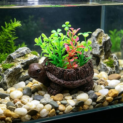 Turtles Tree Statue Aquarium Decor, Artificial Bubble Stone Landscape for Shrimp Tanks & Terrarium Resin Turtles Oxygen Pumps Ornament Resin Fish Tanks Bubbler Decors