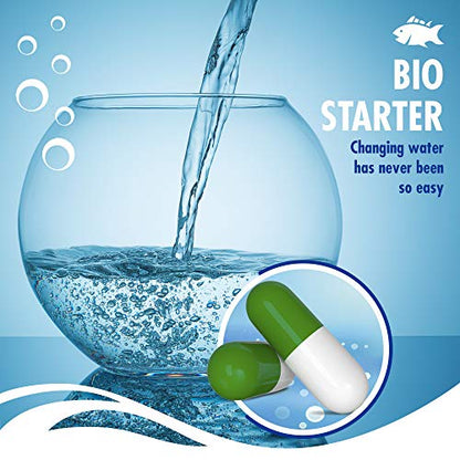 BESEDER Biocapsules Fish Tank Water Cleaner, Biostarter, 10-Capsule Pack Provides Up to 6 Months of Water Care for 20-25 Gallon Freshwater & Sea Aquariums, Helps Break Down Inanimate Organic Waste - size: FTWC