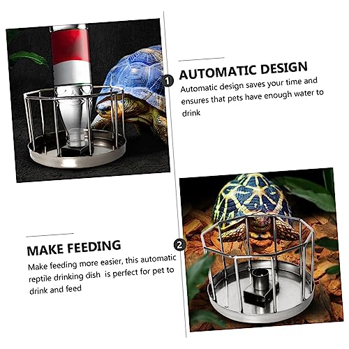 BESPORTBLE Automatic Water Dish for Reptiles Stainless Steel Turtle Feeder Automatic Turtle Feeder Gravity Feed System