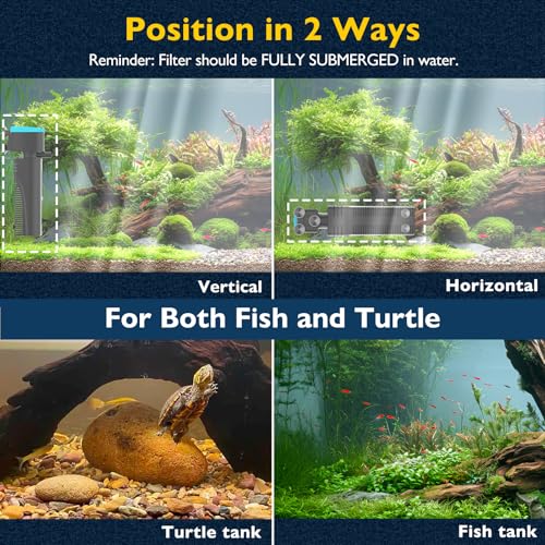 Aquarium Filter with U - V Clarifier for Green Water Cleaning | Fish Tank Filter to Remove Al-gae | Green Killing Machine | Aeration/Rainfall Mode | with Timer | Turtle Tank Filter (20-70Gal)
