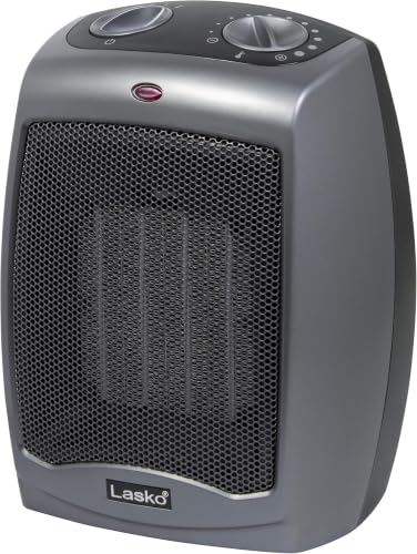 Lasko Portable Indoor Electric Ceramic Space Heater with Tip-Over Safety Switch,Overheat Protection and Thermostat,2 Speeds,Safe for Home,9.2 Inches,Dark Gray,1500W,754201,(Pack of 8) - size: 9.2 Inches - With Tip-Over Switch (Pack of 8)