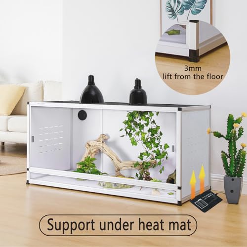 Reptile Enclosure 40x16x16'' Large Reptile Terrarium Habitat Tank for Bearded Dragon Gecko Lizard Snake, 44 Gallon Wide Breeding Lounge Vivarium Area with Sliding Doors Lock - size: 40x16x16'' - 44 Gallon - 2pcs with spacers