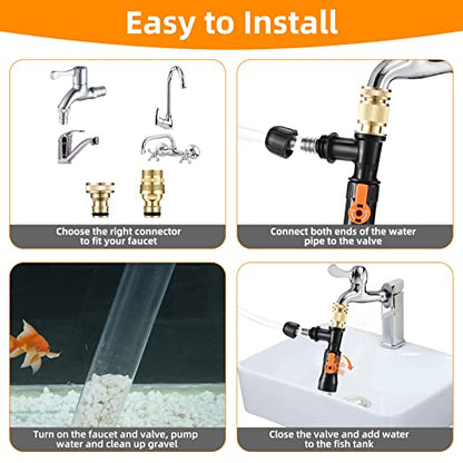 enomol Gravel Vacuum for Aquarium Water Changer Fish Tank Cleaning Tools,Siphon Universal Quick Pump Aquarium Water Changing (30ft) - size: 30ft