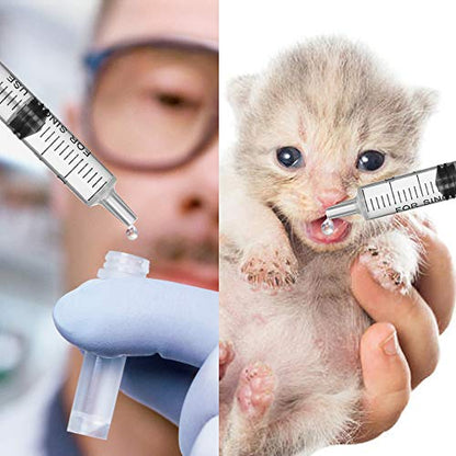 3ml Plastic Syringe Without Needle for Liquid - Measuring Syringes with Caps , Separate Sterile Packaging , Pet Medicine Small Syringe for Cats and Dog - 3 ml 5Pack
