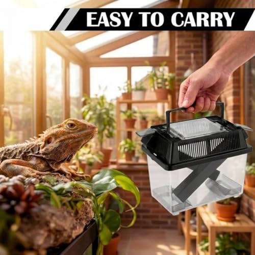Cricket Keeper with Feeding Kit Transparency Cricket Keeper with Tubes Includes Feeding Tongs and Curved Tweezers Insect Breeding Box for Gecko Snake Lizards (2 Pack,7.09 x 4.33 x 6.3 Inches) - size: 7.09 x 4.33 x 6.3 Inches