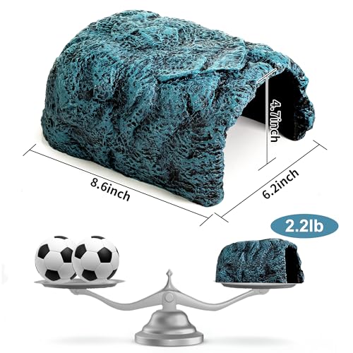 Hide Cave Aquarium Decorations Aquarium Terrarium Decor | Premium Resin Hideout for Reptiles & Amphibians - Fish Hiding Spot with Realistic Moss Rock Look