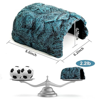Hide Cave Aquarium Decorations Aquarium Terrarium Decor | Premium Resin Hideout for Reptiles & Amphibians - Fish Hiding Spot with Realistic Moss Rock Look
