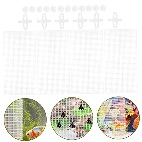 LIOOBO 4pcs Aquarium Divider Fine Mesh Tank Separator for Betta Reptiles Plastic Grid Fish Tank Separator Suction Cups