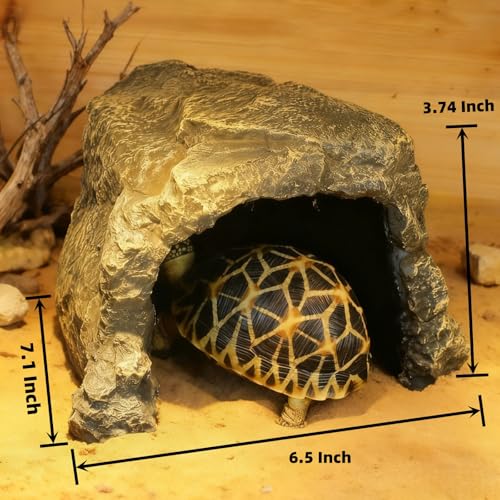 Reptile Hides and Caves, Tortoise Hide House Habitat | Reptile Tank Accessories, Resin Bearded Dragon Hideout Turtle House for Bearded Dragon Gecko Snakes Chameleon Frogs Fish