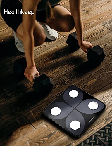 Body Fat Scale, Smart Bathroom Weight Scale, BMI Body Composition Monitor, High Precision Health Analyzer with Smartphone App for Fitness Tracking 400 lbs/180 kg - color: Smart Black 400lb