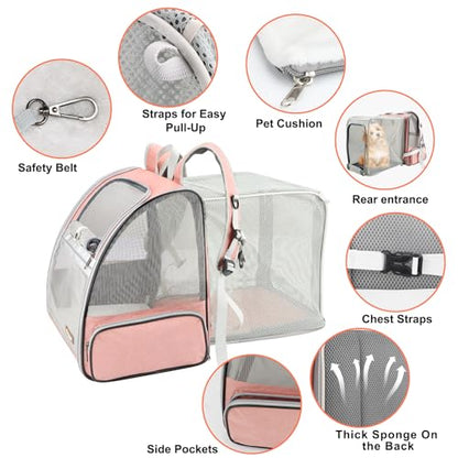 Texsens Innovative Traveler Bubble Backpack Pet Carriers for Cats and Dogs (Expandable-Pink) - color: Expandable-Pink