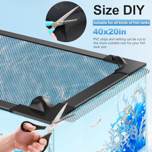 Magnetic Fish Tank Lid, Mesh Aquarium Cover, Fits Tanks Up to 37 x 18 in | Custom Fit Design, Tear-Resistant PET Mesh, Easy Feeding Access, Compatible with Filters and Lights