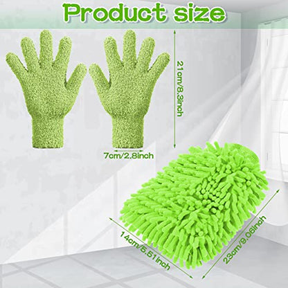 Potchen 6 Pcs Microfiber Dusting Mitt Gloves for Plants Washable Dusting Gloves for House Cleaning Furniture Car Washing - color: Navy Blue, Green