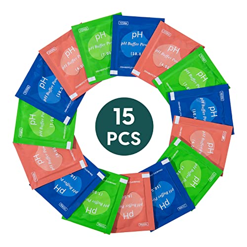 15 Pack PH Calibration Powder, PH Tester Calibration Kit | 5 Each for PH 4.00, PH 7.00 and PH 10.01 Calibration Buffer Powder for PH Meters - color: RED