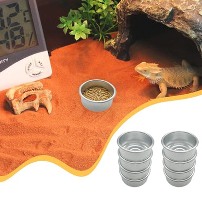 14 Pcs Gecko Food Cups, Crested Gecko Food Dish, 0.5oz Metal Reptile Feeding Cups, Feeder Ledge Accessories Supplies for Crested Gecko, Lizard, Tarantula and Small Pet