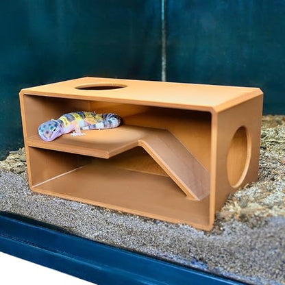 Reptile Amphibian Cave Against Glass Viewing Hide | Dig Box Enclosure Reptile Habitat Tank Enrichment | Snake Leopard Gecko Decoration Accessories Supplies Toys Ornaments