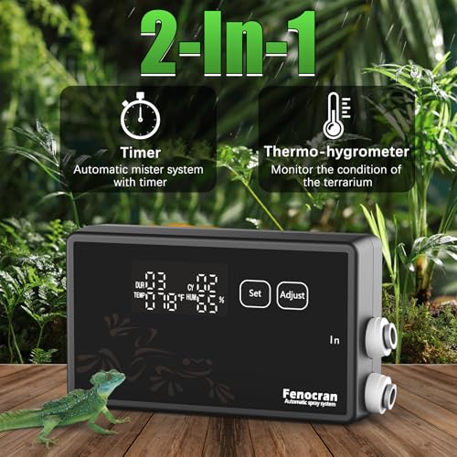 Fenocran Automatic Reptile Mister System, Reptile Humidifiers Smart Misting System