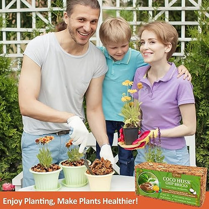 Riare 2 Pack Organic Coco Coir Chips for Plants, 2.2 lb Coconut Husk Bricks | Low EC & pH-Balanced Coco Husk Substrate with Drainage & Aeration, High-Expansion Mulch for Landscaping, Orchids & Soil Mix - size: 2 Pack
