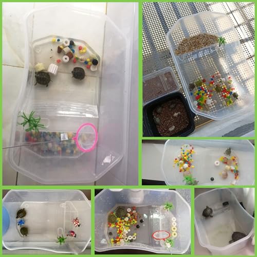 PINVNBY Plastic Turtle Tank with Basking Platform,2 PCS Aquatic Turtle Tank with Artificial Tree,Turtle Breeding Box & Hermit Crab Habitat Terrariums Easy to Clean,Durable,Safe(White) - color: White, size: 【2 PCS】