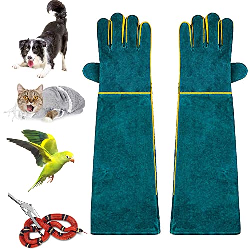 Animal Handling Anti-Bite Gloves, Reinforced Leather Welding Gloves for Gardening Dog Training Cat Scratch - size: 40cm/ 16inch