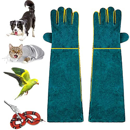 Animal Handling Anti-Bite Gloves, Reinforced Leather Welding Gloves for Gardening Dog Training Cat Scratch - size: 40cm/ 16inch