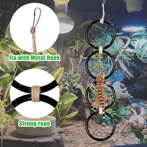 3PCS Snake Climbing Rings,Ball Python Tank Accessory Adjustable Playground Reptiletank Cage Decor Accessories for Bearded Dragon,Chameleon,Iguana,Gecko,Lizard