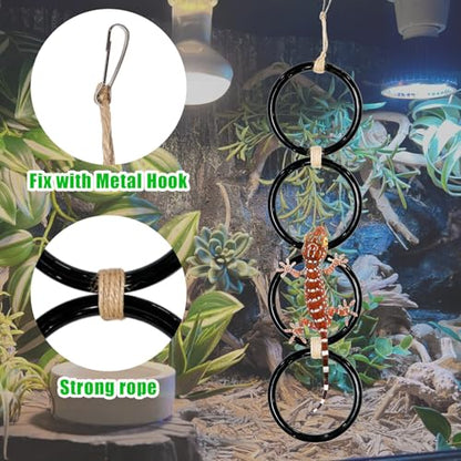 3PCS Snake Climbing Rings,Ball Python Tank Accessory Adjustable Playground Reptiletank Cage Decor Accessories for Bearded Dragon,Chameleon,Iguana,Gecko,Lizard