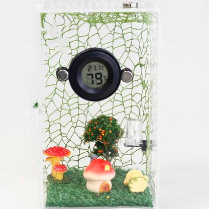 2PCS Magnetic Jumping Spider Enclosure Temperature and Humidity Monitor Digital Thermometer and Humidity Gauge for Reptile and Spider Tank Accessories (New Round)