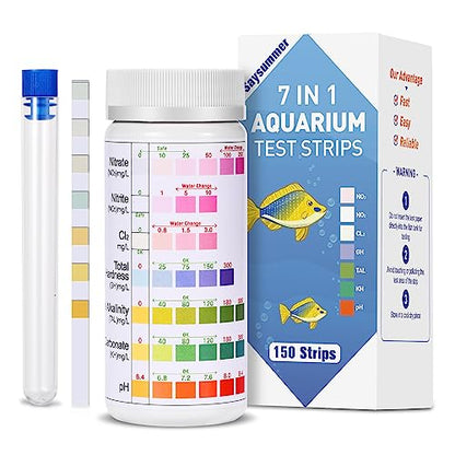 Aquarium Test Strips for Fish Tank: 7-Way 150 Strips Aquarium Water Test Kit Freshwater Testing pH Nitrate