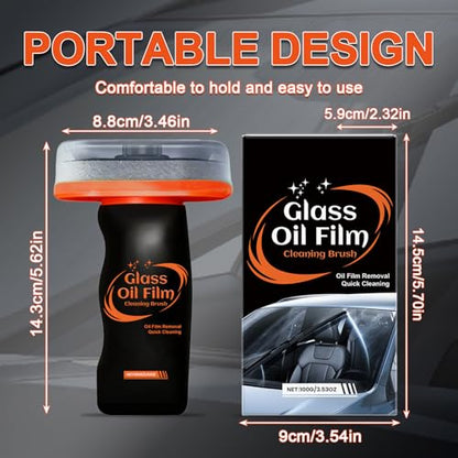 Glass Oil Film Remover for Car, Hand-Held Glass Emulsion Cleaner, Glass Cleaner Automotive Oil Film Cleaning Brush for Car Windows, Windshield and Mirrors, Improve Driving Visibility