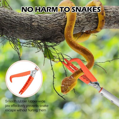 Snake Grabber Tool, 62” Professional Aluminum Alloy Telescopic Rattle Snake Tongs, Reptile Grabber Snake Catcher Wide Jaw Handling Tool with Lock