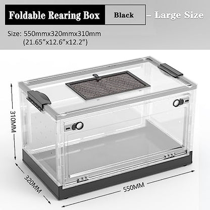 Dutiplus Large Snake Reptile Tank, Habitat Cages, Black, 21.65"x12.6"x12.2" | Amphibians Habitat Cages, Sliding Screen Top, For Lizard, Gecko, Frog, Hamster - color: Black