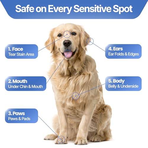 Pet Cleaning Glove Wipes for Dogs & Cats - Hypoallergenic Coconut Infused No-Rinse Dog Washing Gloves - Deodorizing Grooming Mitts - Puppy and Cat Cleaning Wipes - 20 Count