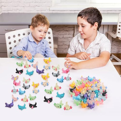 Luminous Mini Resin Axolotl 17 Glow Tiny Little Resin Axolotl hides Plastic Animals Digital Garden Miniature Landscape Aquarium Potting DIY Miniature Dollhouse Decor (51 PCS)